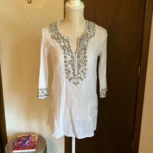 XS Embroidered White Tunic Calypso St. Barth